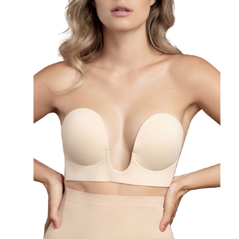Strapless U-Shape Beige Bra Cup E