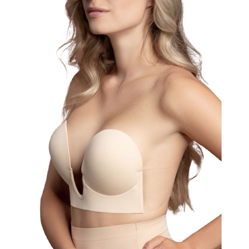 Strapless U-Shape Beige Bra Cup E