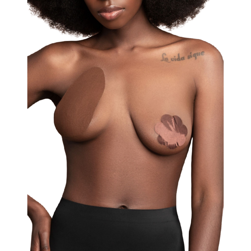 Breast Enhancer with 3 Pairs Satin Brown Cups F/H