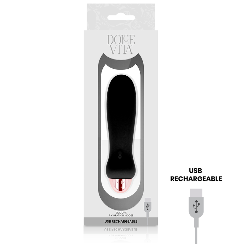 Vibrador Negro Recargable de 7 Velocidades