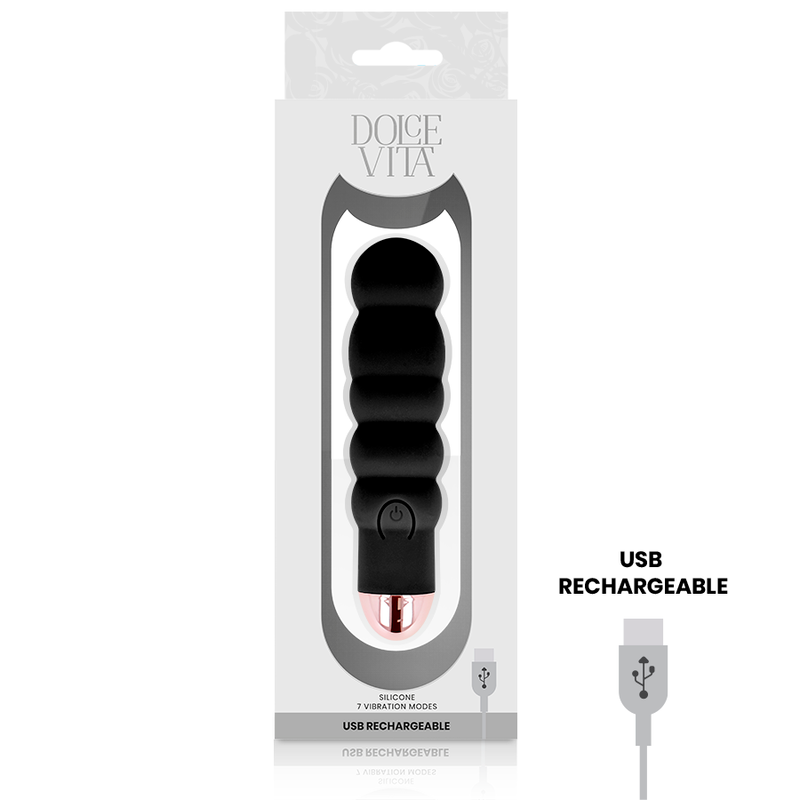 Vibrador Recarregável Preto com 7 Velocidades