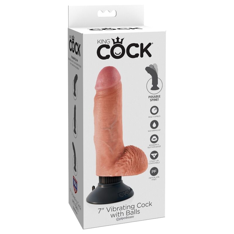 7" Realistic Vibrating Flesh Dildo with Balls