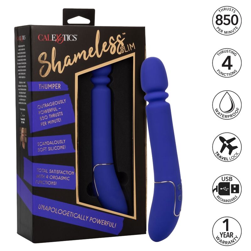 Vibrador Delgado Desvergonzado Thumper - Azul