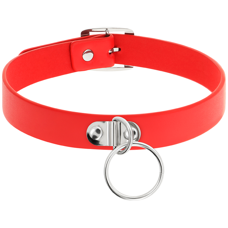 Collar de Bondage con Cuero Vegano Rojo