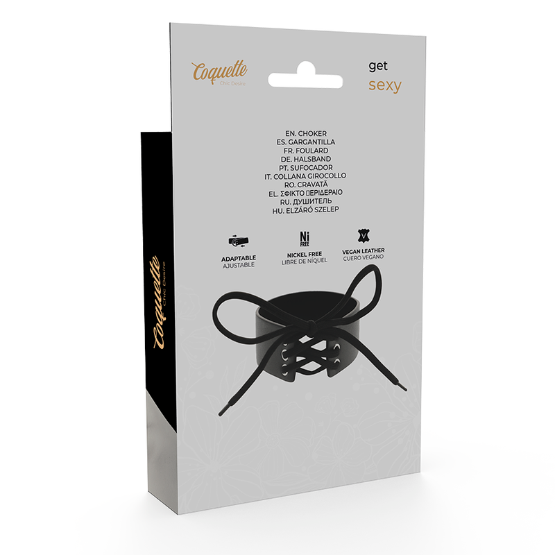 Collar Ajustado de Bondage en Cuero Vegano Seductor