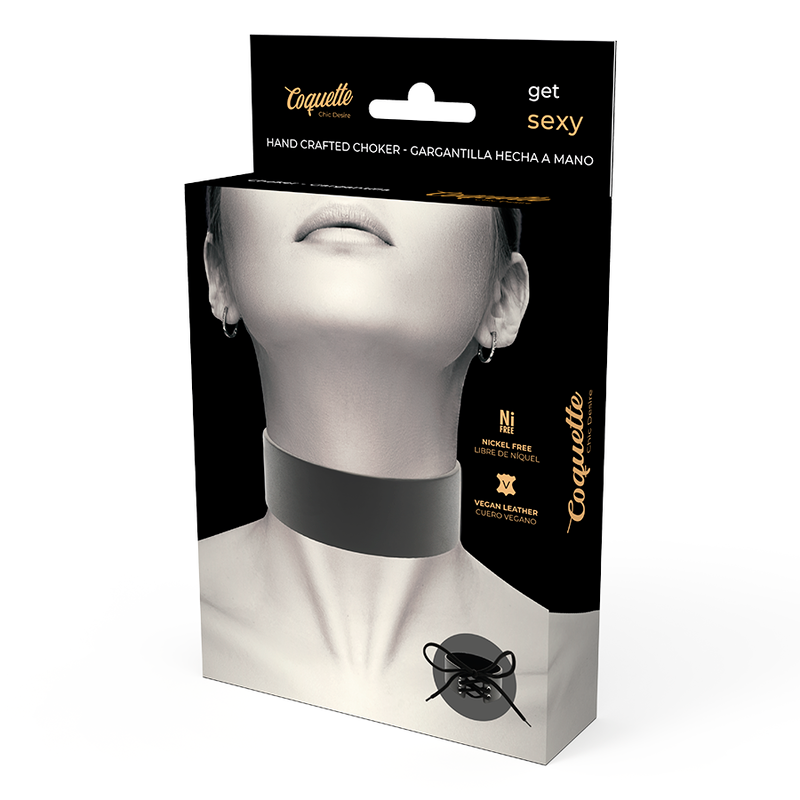 Collar Ajustado de Bondage en Cuero Vegano Seductor