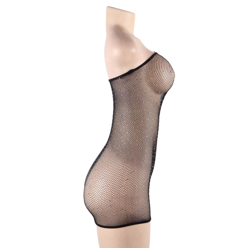 Vestido Ajustado de Red de Diamante Sensual