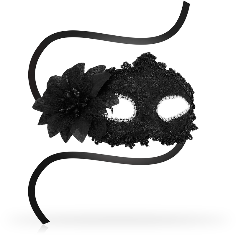 Venetian Style Side Flower Mask - Black
