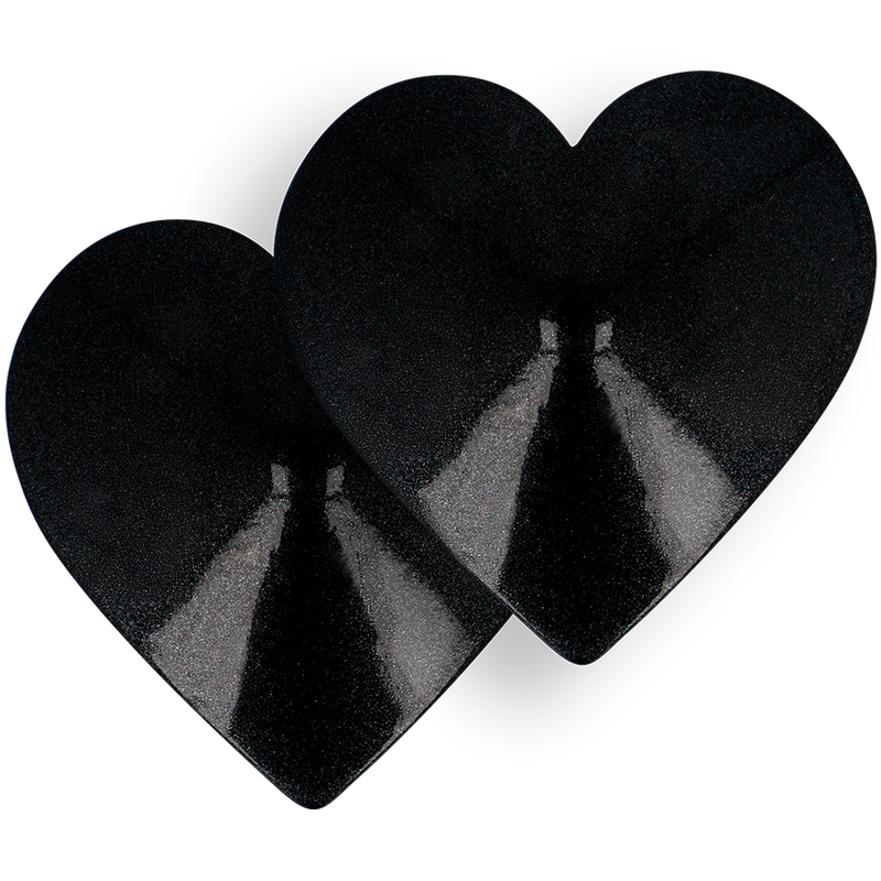 Cubrepezones Seductores en Forma de Corazón Negro