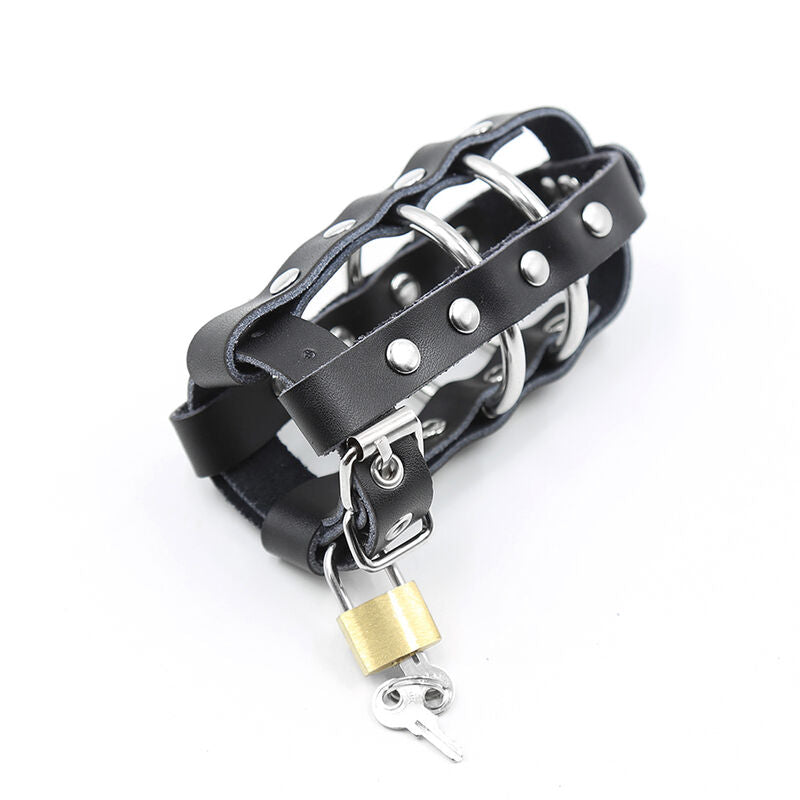Funda de Cuero con Candado y Anillos Metálicos