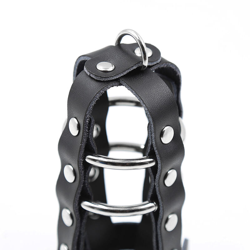Funda de Cuero con Candado y Anillos Metálicos