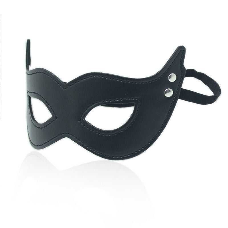 PU Leather Bondage Mask With Nipple Clamps