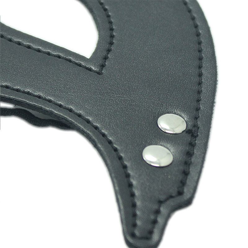 PU Leather Bondage Mask With Nipple Clamps