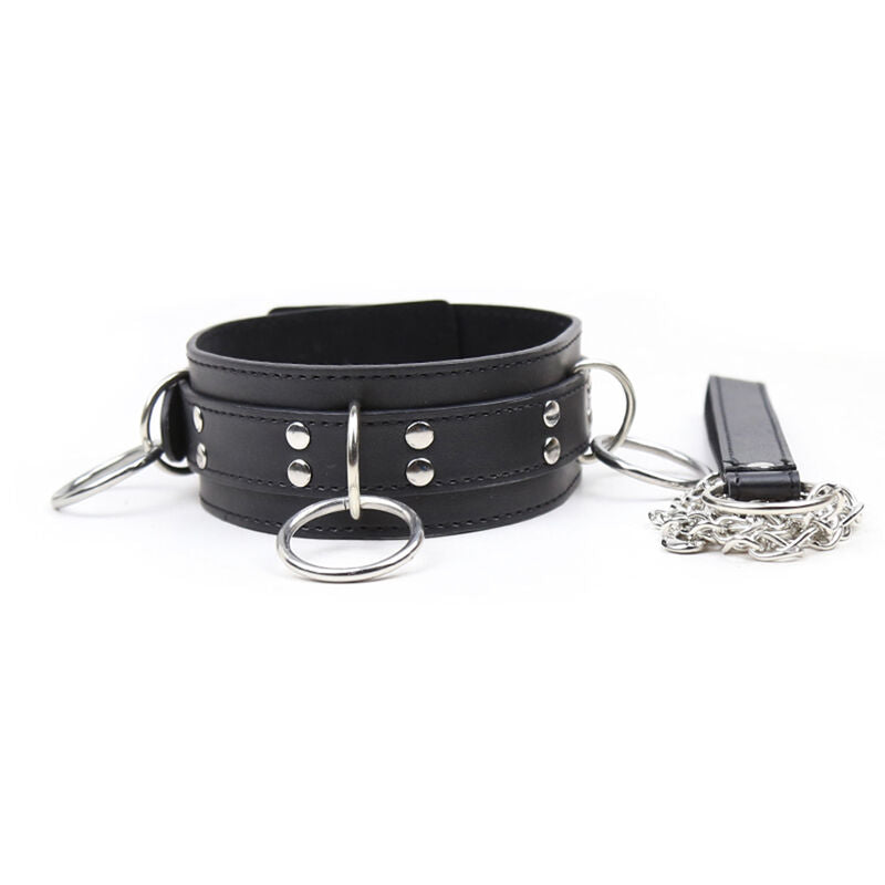 Elegante Collar de Sumisión con Triple Anillo