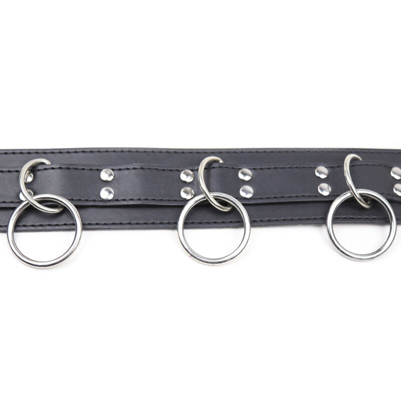Elegante Collar de Sumisión con Triple Anillo