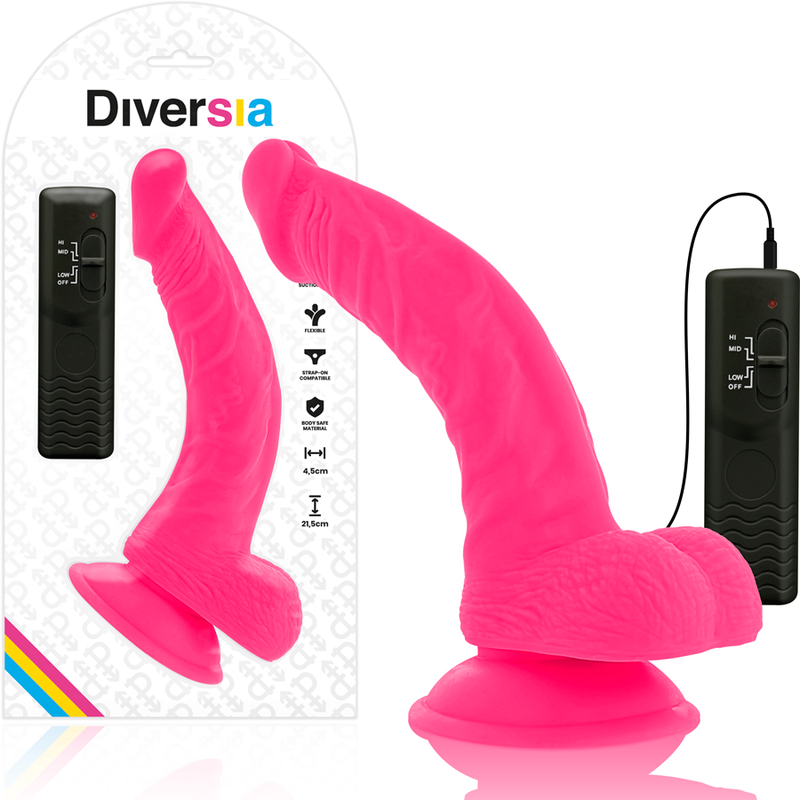 Flexible Vibrating Pink Dildo 21.5cm