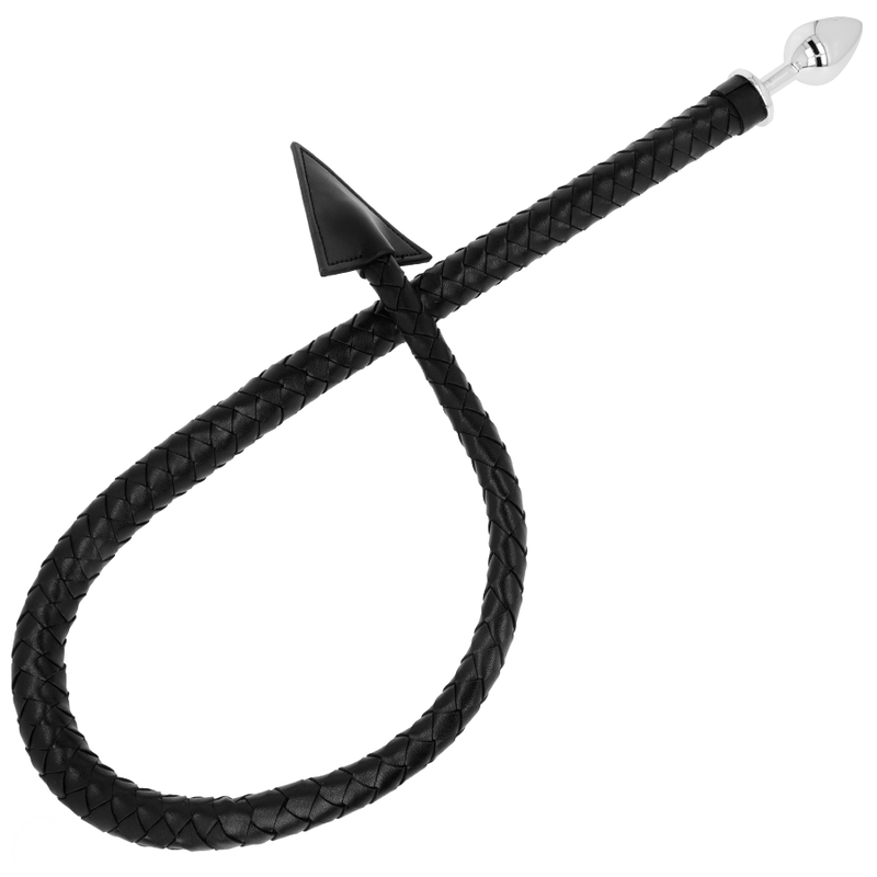 Devil's Tail Leather Metal Butt Plug 7cm