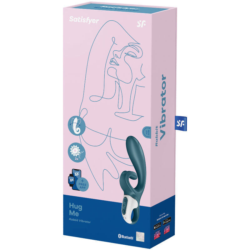 Vibrador Tipo Conejo Hug Me con Control por Aplicación - Azul