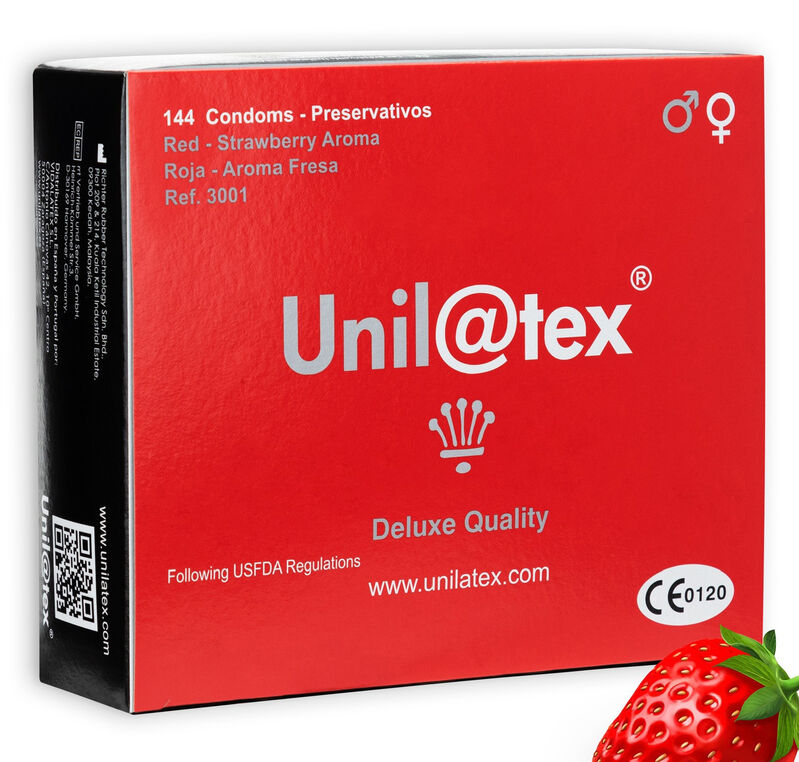 Red Strawberry Condoms - 144 Pack