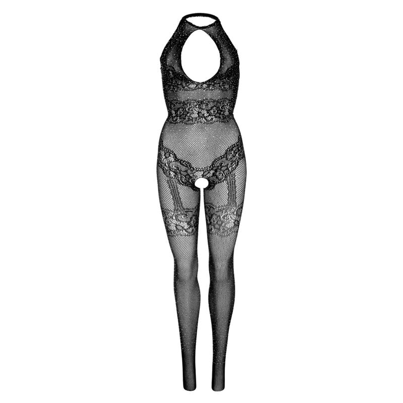 Body de Red de Malla Negra Sin Costuras