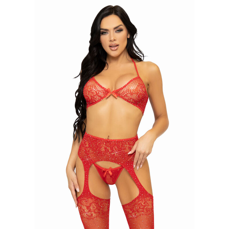 Seductive Red Lingerie 3-Piece Set