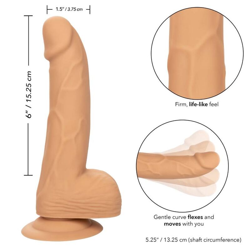 Dildo de silicona con protuberancias de 15.24 cm en tono piel