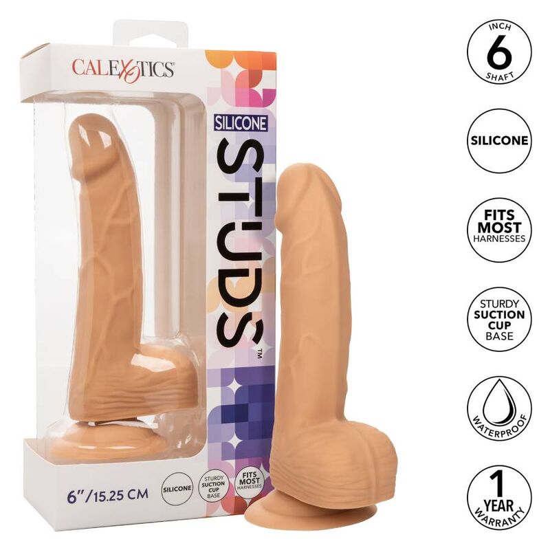 Dildo de silicona con protuberancias de 15.24 cm en tono piel