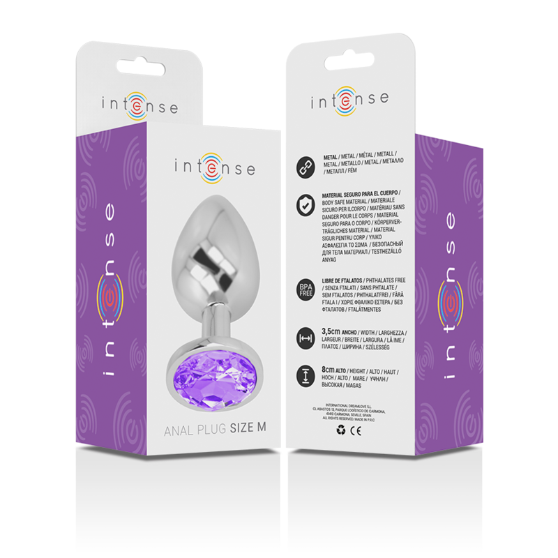 Medium Aluminum Anal Plug with Violet Crystal