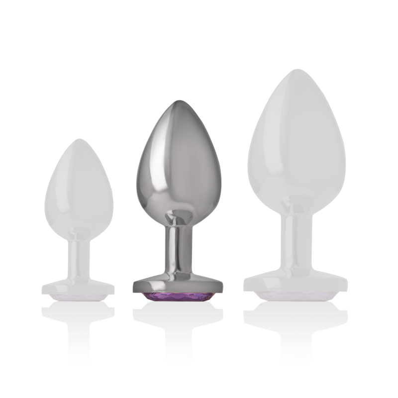 Medium Aluminum Anal Plug with Violet Crystal