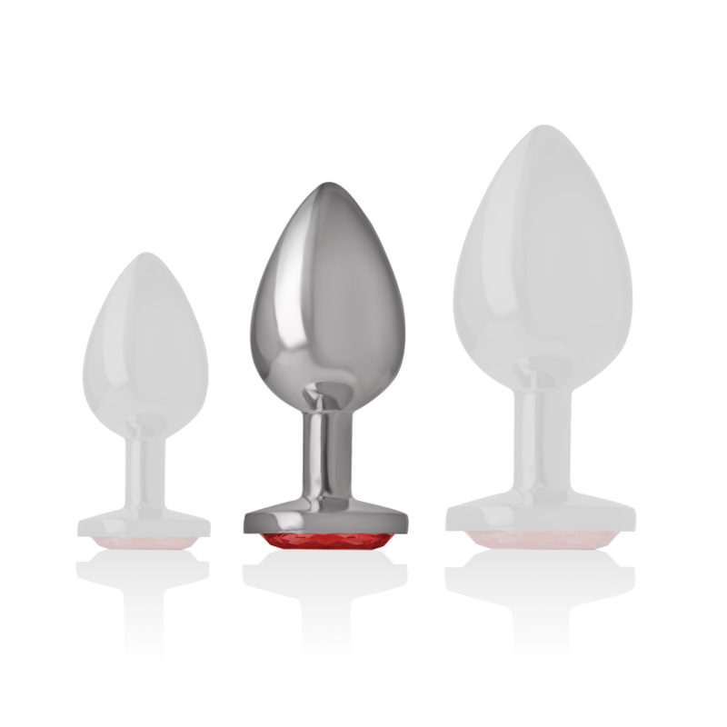 Medium Metal Anal Plug with Red Crystal