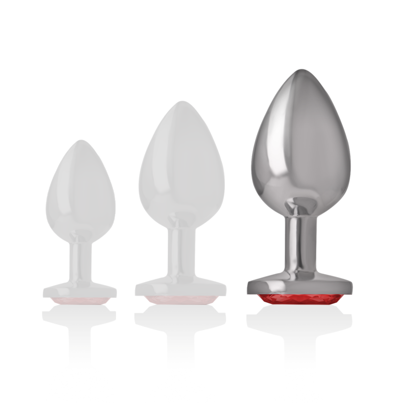 Aluminum Anal Plug with Red Crystal - Large