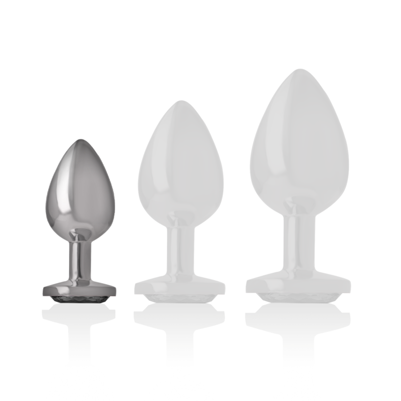 Small Aluminum Anal Plug with Black Gem