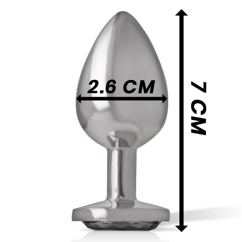 Small Aluminum Anal Plug with Black Gem