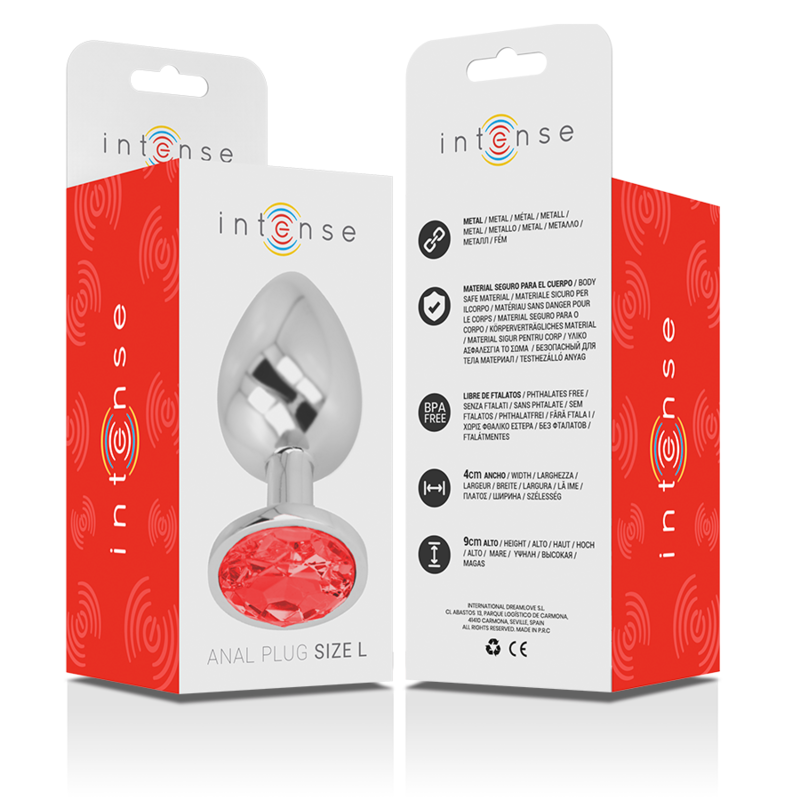 Aluminum Anal Plug with Red Crystal - Large