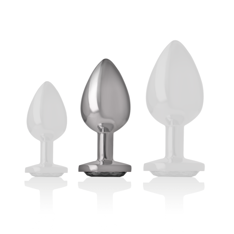 Aluminum & Black Glass Anal Plug - Medium
