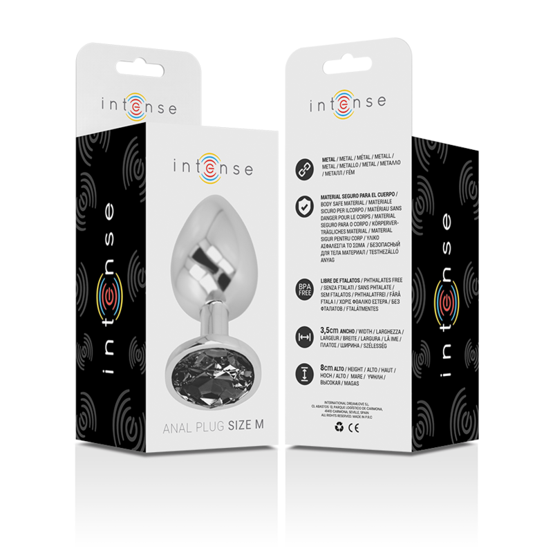 Aluminum & Black Glass Anal Plug - Medium