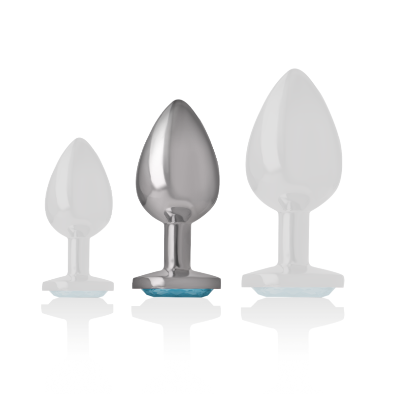 Medium Blue Glass Aluminum Anal Plug