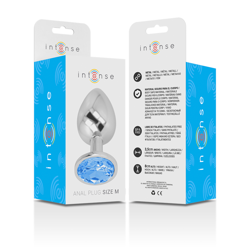 Medium Blue Glass Aluminum Anal Plug