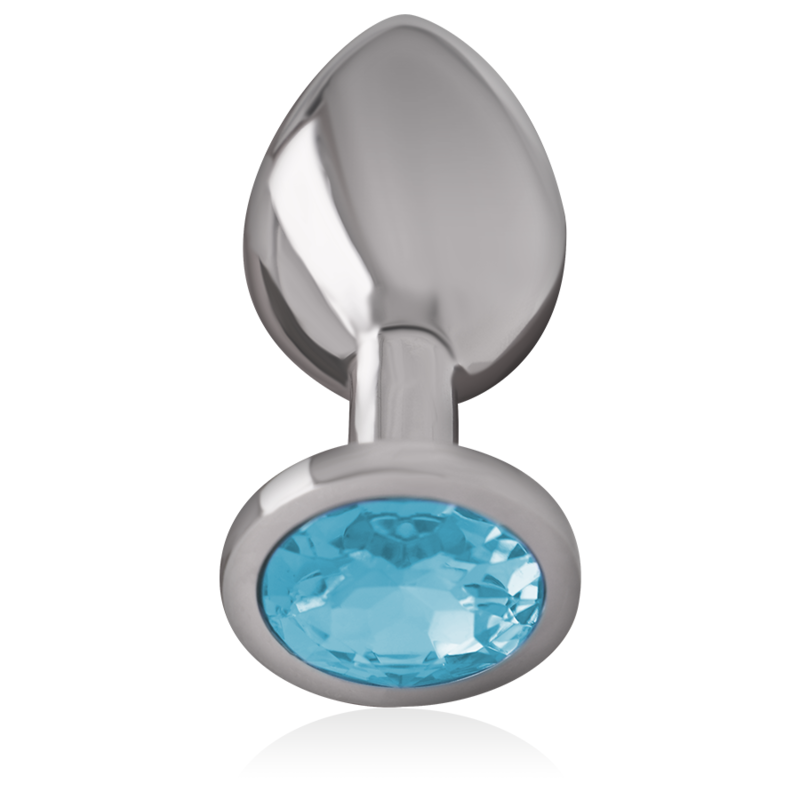 Medium Blue Glass Aluminum Anal Plug