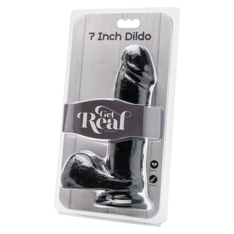 Realistic Black Dildo with Balls, 18cm