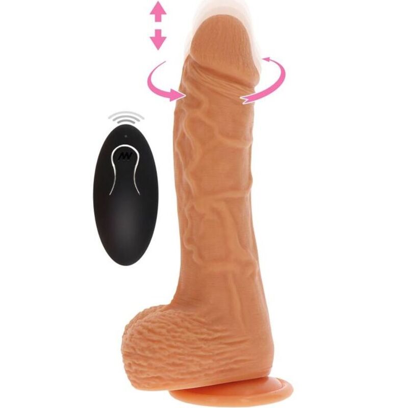 Dildo de Piel con Vibración y Rotación Ascendente y Descendente