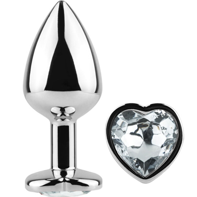 Small Metal Heart Crystal Butt Plug 7cm