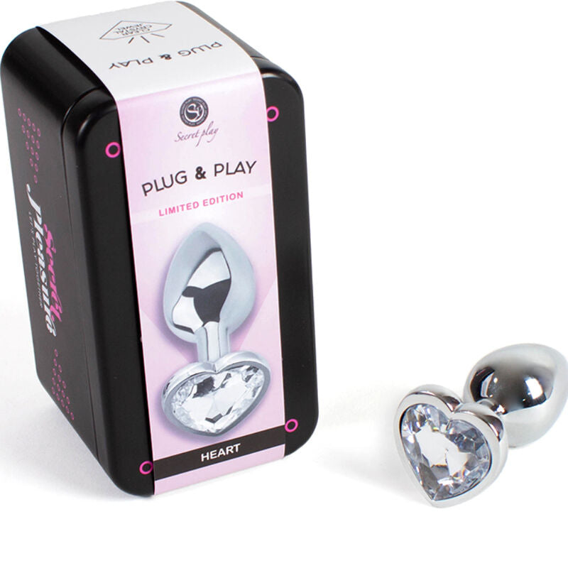 Small Metal Heart Crystal Butt Plug 7cm