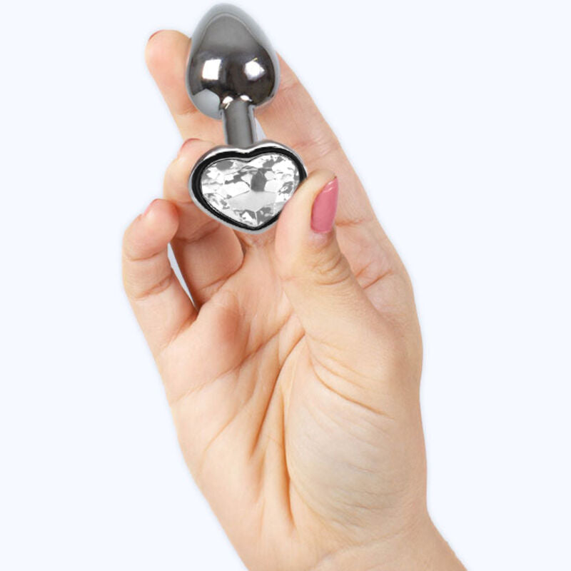 Small Metal Heart Crystal Butt Plug 7cm