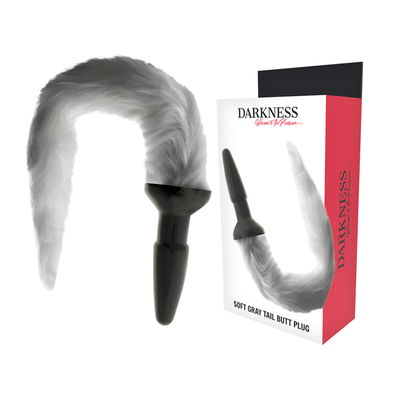 Silicone Anal Plug with Gray Cat Tail