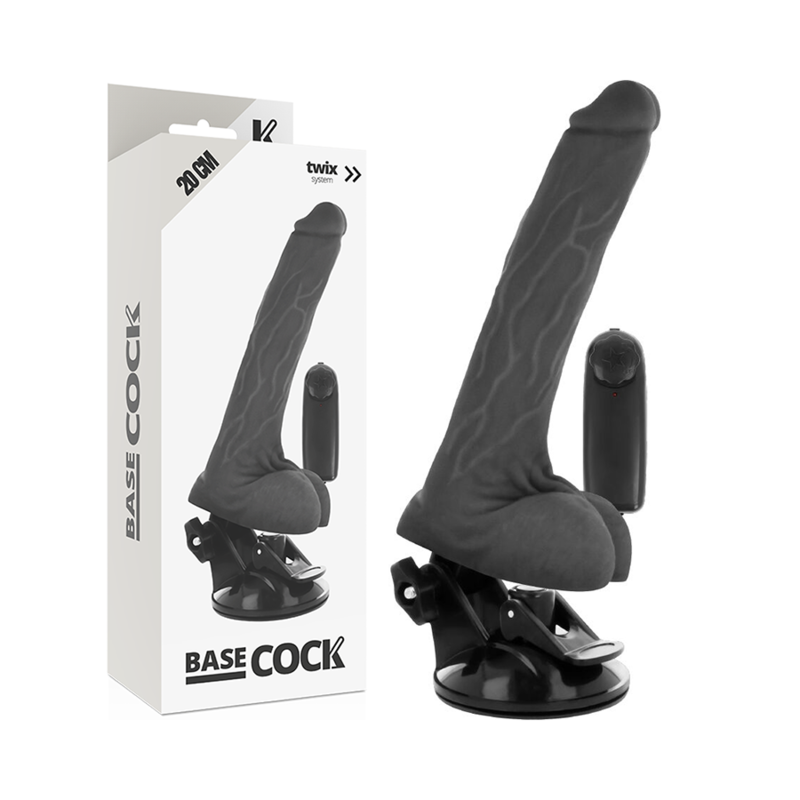 Realistic Black Vibrator With Testicles 20cm