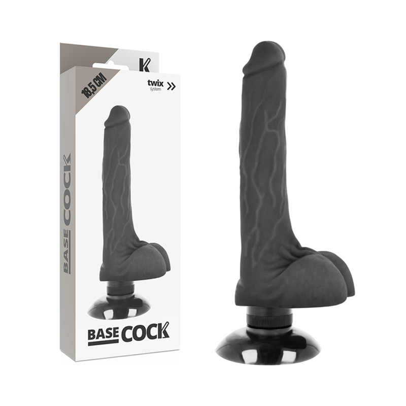 2-in-1 Realistic Black Vibrator 18.5cm