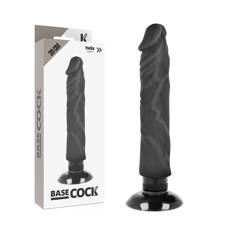 Realistic 2-in-1 Black Vibrator 20cm