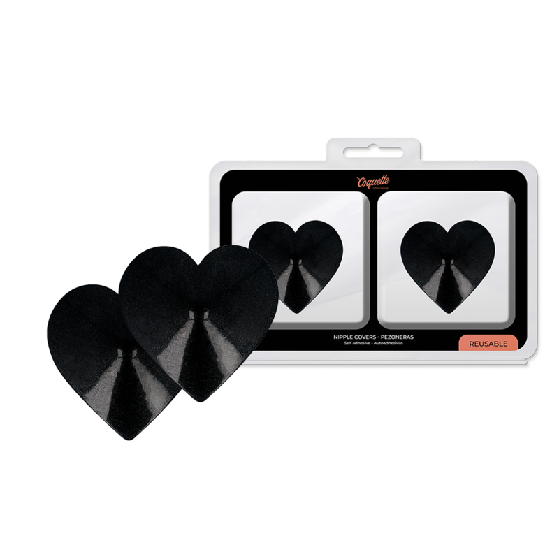 Cubrepezones Seductores en Forma de Corazón Negro