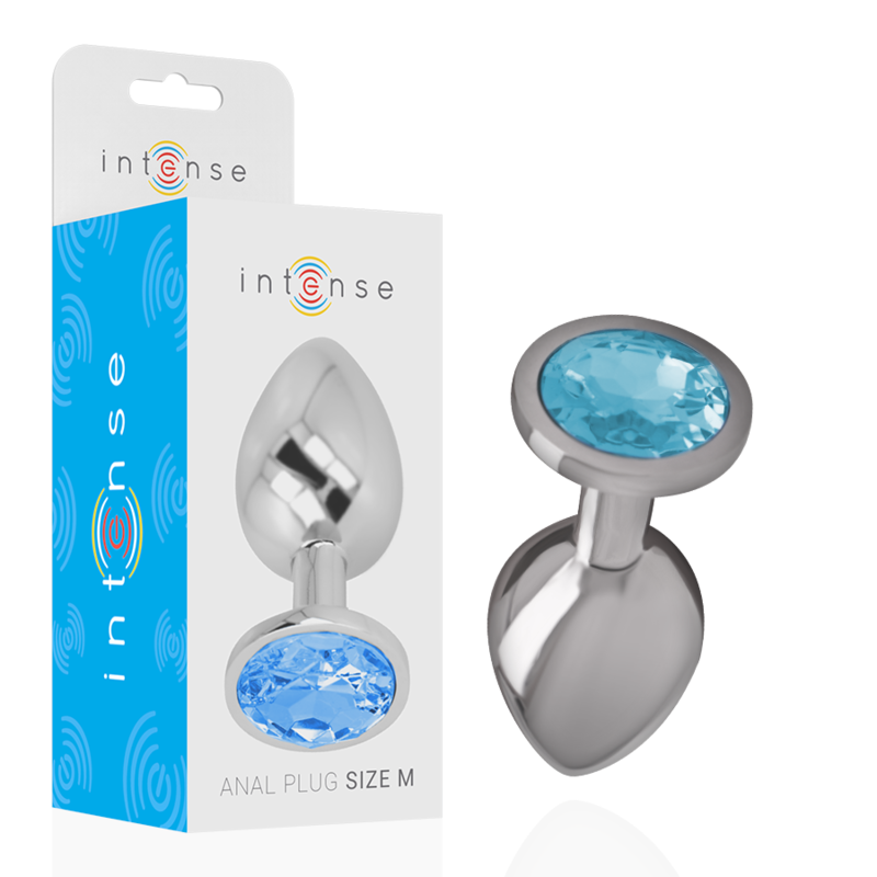 Medium Blue Glass Aluminum Anal Plug